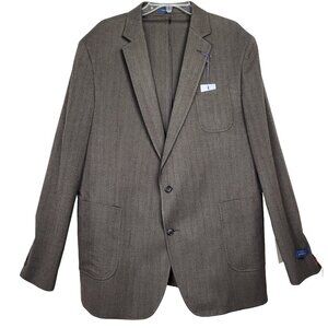Stafford Blazer Mens 48 LNG Brown Herringbone Sport Coat Blazer Slim Fit Career